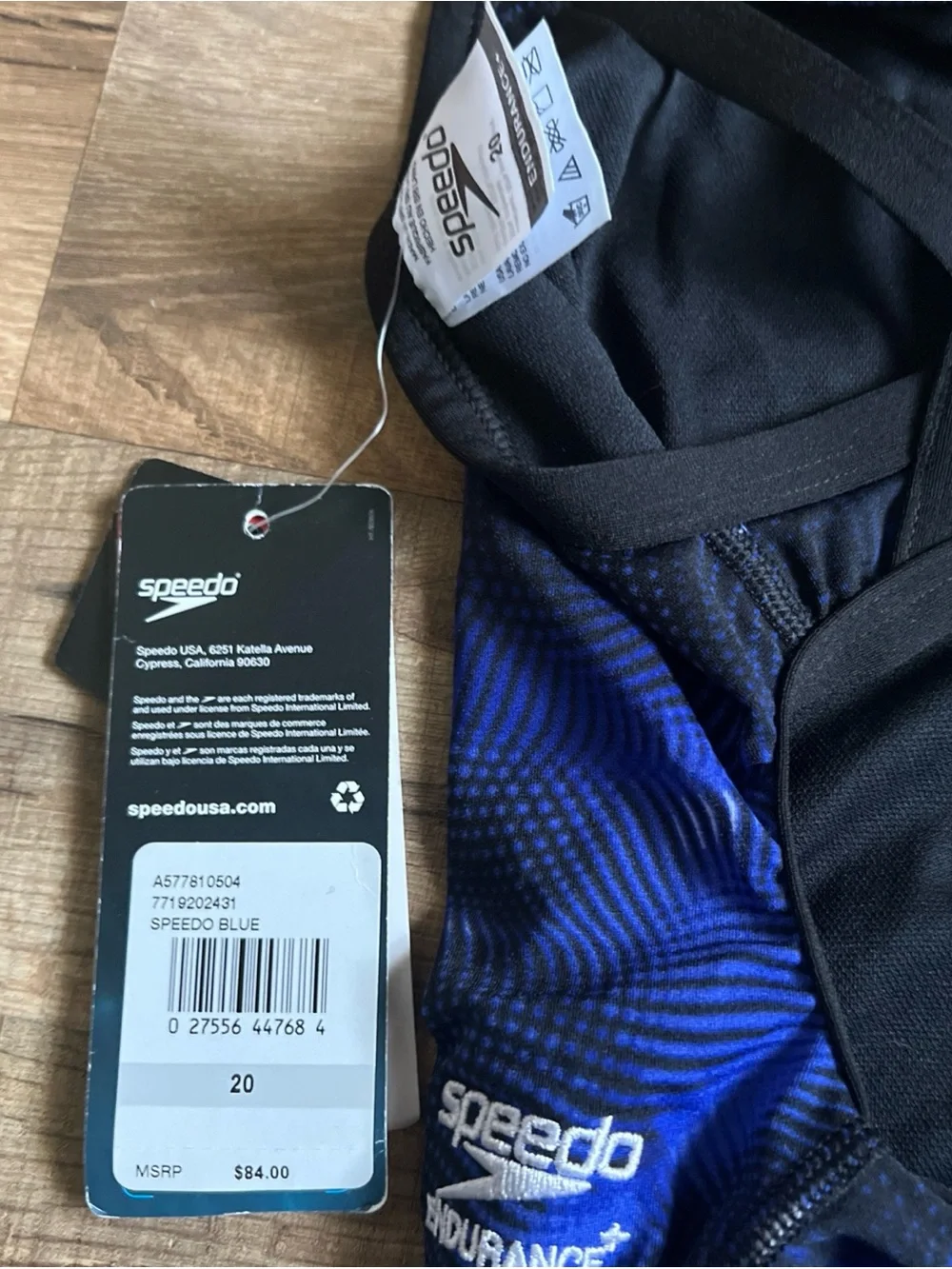 New Speedo Size 20 Girls Swimsuit One Piece Endurance+ FlyBack Blue Racing Cut